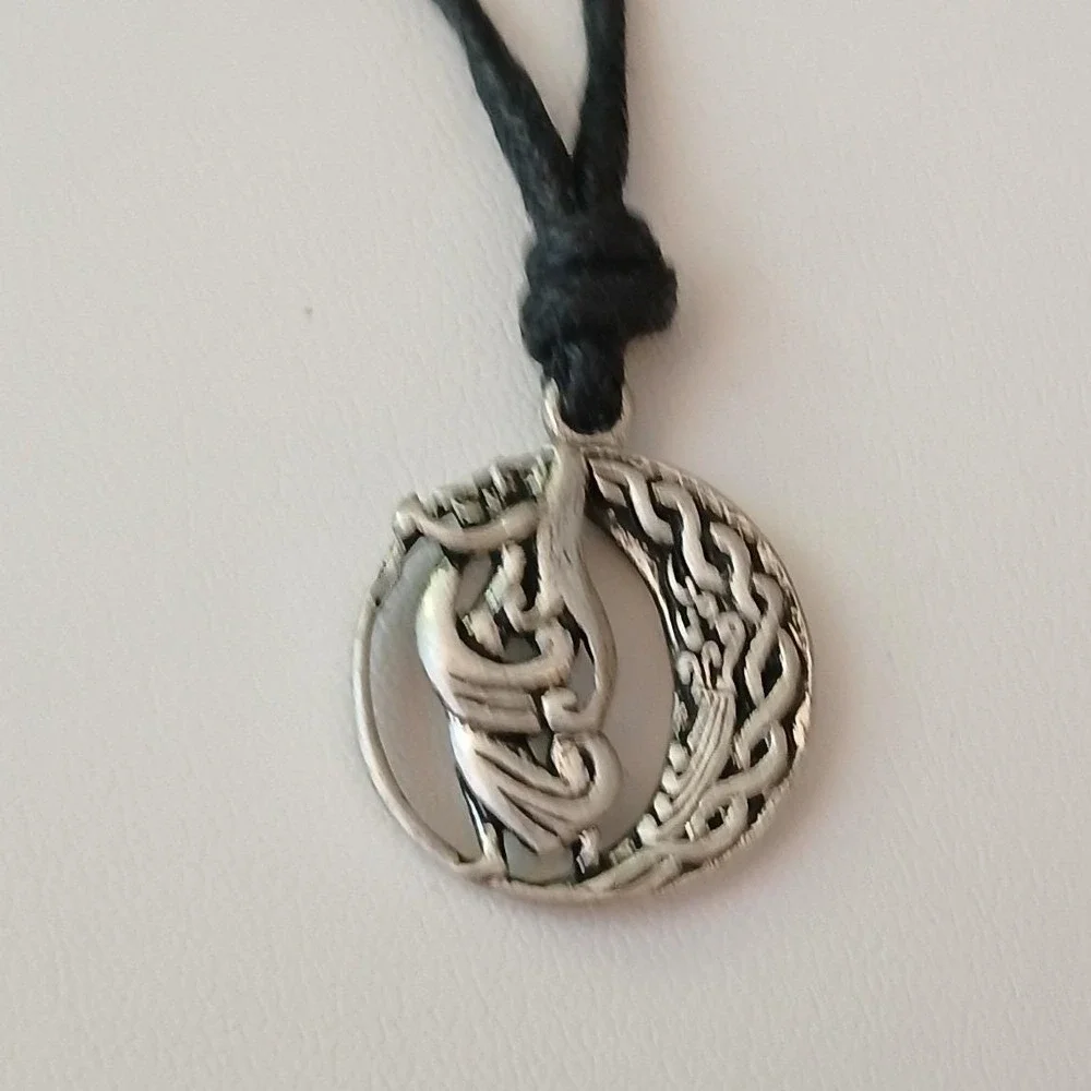 Celtic Vision Sacred Symbols Pewter Moon Pendant Vintage 90s ‎ 24